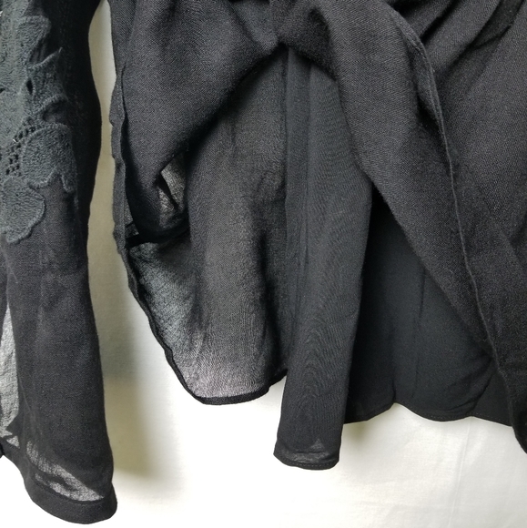 Tibi Embroidered Black High Neck Bow Tie Blouse Swing Loose Fit Size Small - Picture 7 of 14